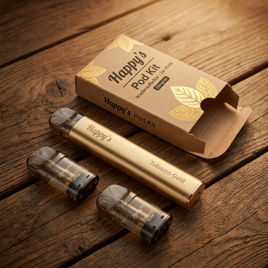 Happy's Pod Kit Tobacco Gold – Wiederaufladbar | 2er Pods 20mg/ml